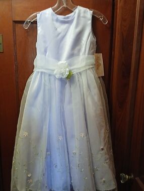 Light Lavender Floral Organza Sash Dress for Girls